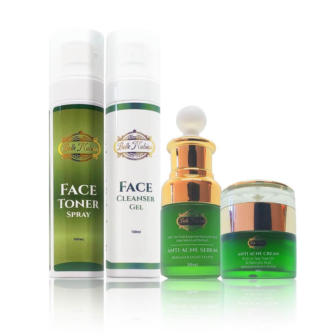 Anti acvne face toner- anti acne face serum- face cleancer gel