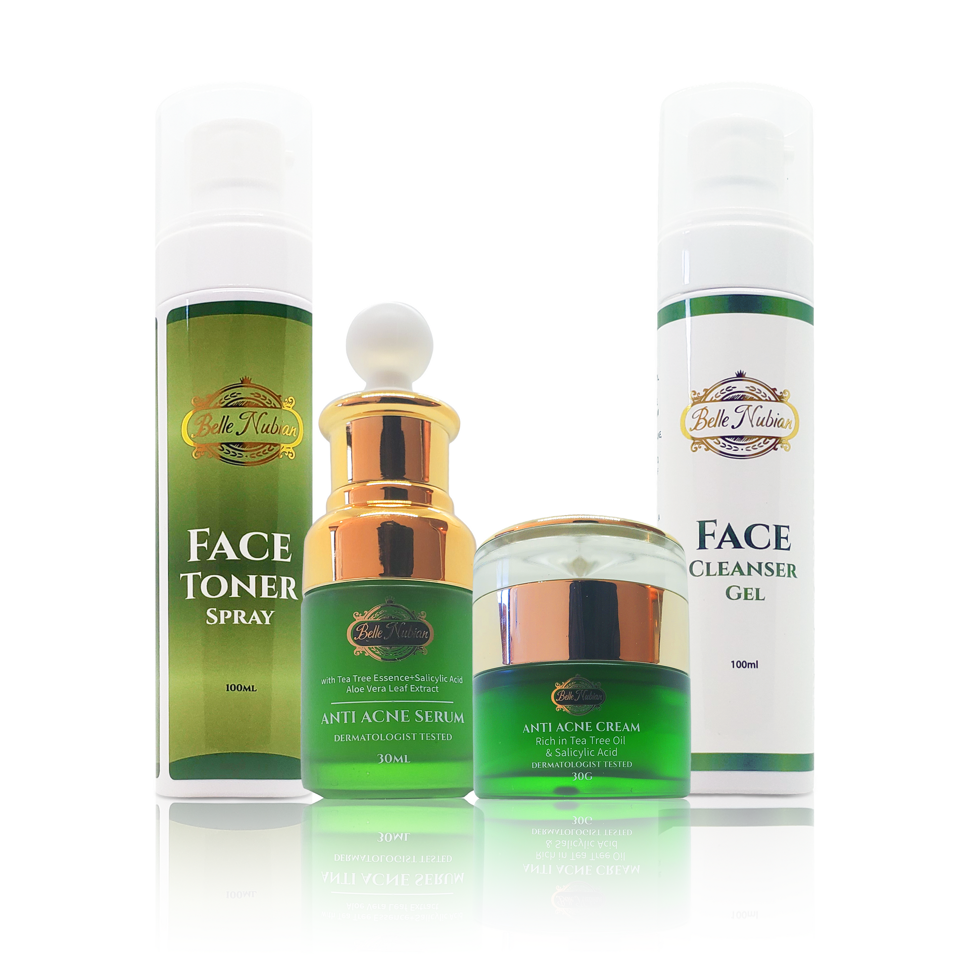 Anti acvne face toner- anti acne face serum- face cleancer gel